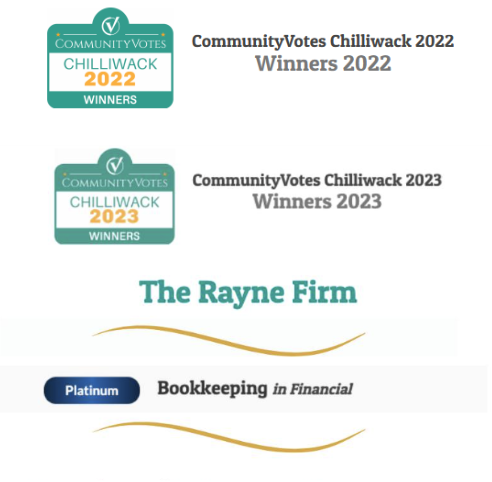 2022 and 2023 community votes awards for Chilliwack in Bookkeeping